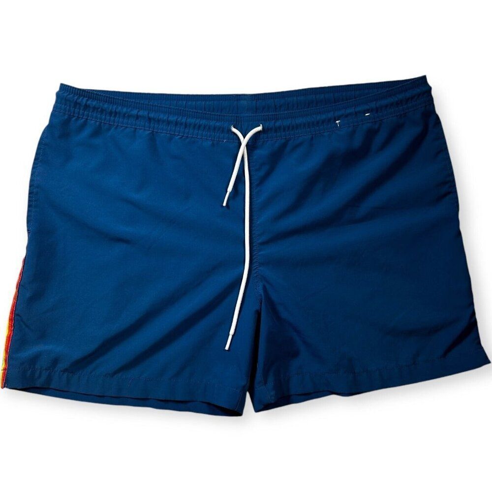Chubbies Swim Trunks Shorts Lined Mens L Blue Rainbow Striped Lined 5" Inseam